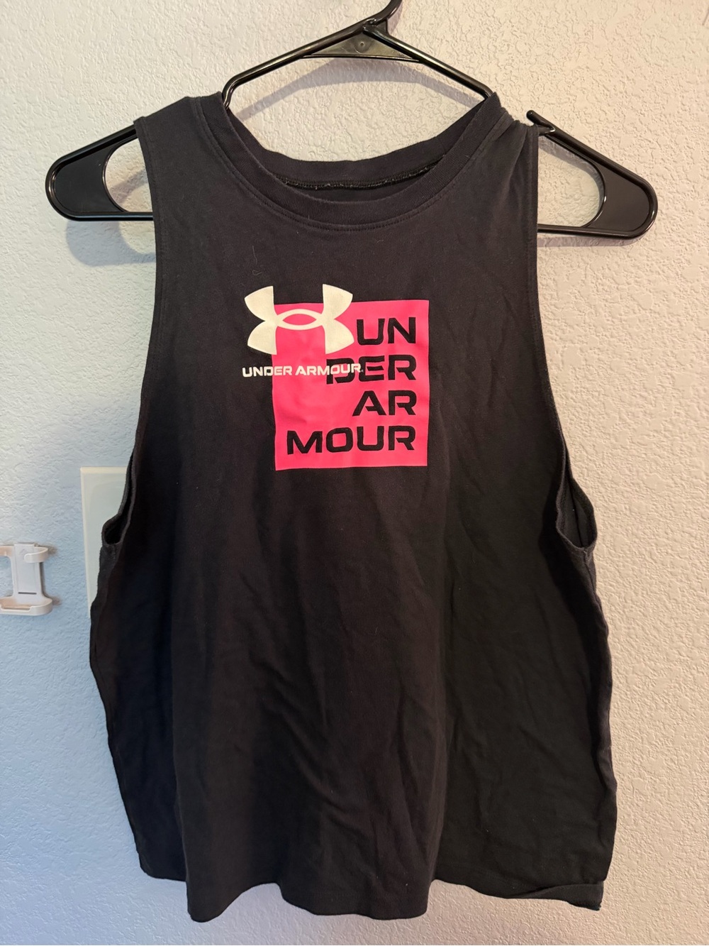 Under Armour Black Tank with Pink Logo Block